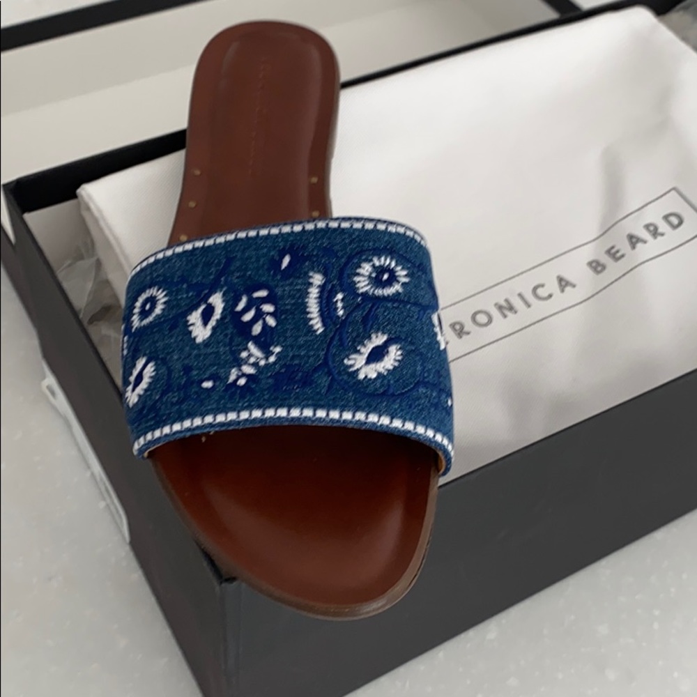 Veronica Beard chambray with embroidery shoes